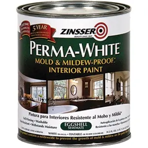 212 MAIN Zinsser Company 2774 1 qt Eggshell Perma White Interior Water-Based Paint, Stain-Resistant for Indoor Walls, Ideal for Car Paint Care