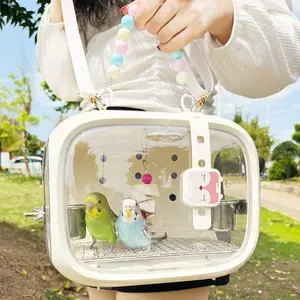 Handheld Parrot Bird Pet Travel Bag Multifunctional Outdoor Cage Food Box Stand Transparent Bag Astronaut Reptile Travel Backpack Multi-Pet Reptile Travel Carrier Set Bearded Dragon Backpack Carrier Set