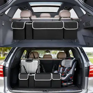 600D Waterproof Oxford Cloth Car Back Seat Organizer, Hanging Storage Bag with 4 Pockets & Adjustable Straps, Multi-Purpose Backseat Caddy for SUV Sedan Truck, Auto Storage Organizer for Toys Groceries, Universal Car Essentials Travel Accessories