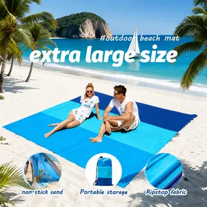 Waterproof Sandproof Beach Blanket, 79in×83in Large Quick-Dry Lightweight Compact Foldable Mat for Family Travel, Camping, Picnic Essentials