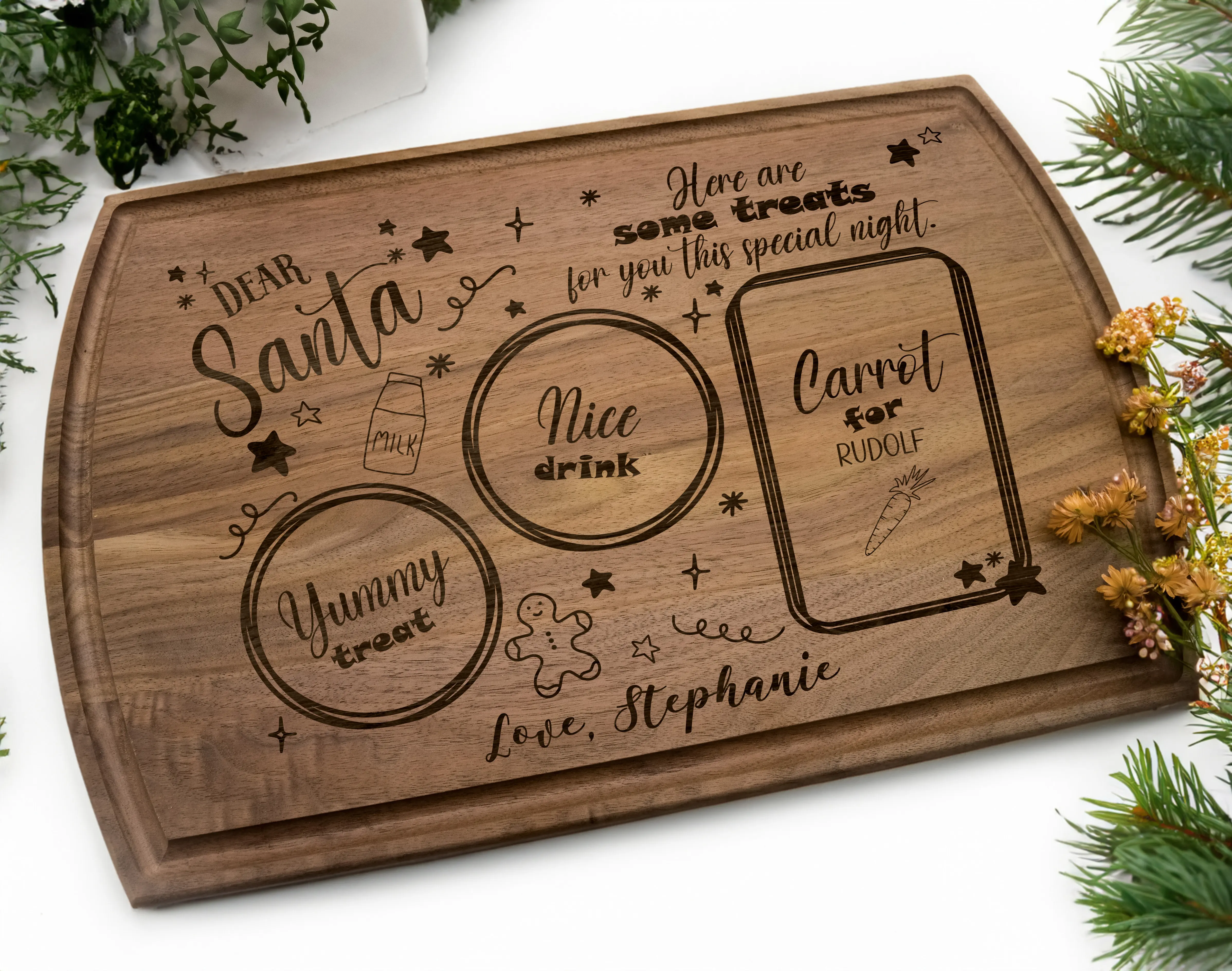 Christmas Cutting Board - Santa Cookie Tray - Christmas Treat Board - Wooden Cutting Board - Personalized Engraving