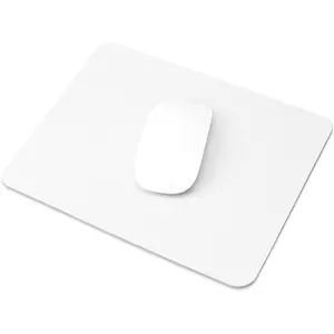 Pad 9.4'' x 7.8'' Slim Mat for Computer Laptop Accessories, Waterproof PU Mouse Pad with AntiSlip Base Rectangle Mousepad for Office School Mouse (White)
