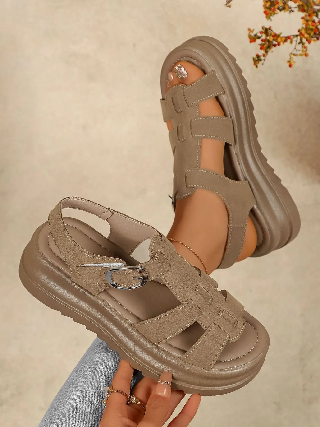 Women's new fashion thick-soled comfortable casual Open Toe Sandals, trendy everyday footwear, equipped with arch support, comfortable and breathable without rubbing, suitable for walking and casual outings, an ideal choice as a gift.