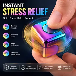 [Free Deliver] Coucur Premium Metal Fidget Spinner Cube, Anxiety Relief Toy for Adults & Teens, ADHD Focus Tool, Silent Sensory Fidget Toy, Office Desk Gadget, Stress Relief Gift for Men, Women, Teen Boys & Girls