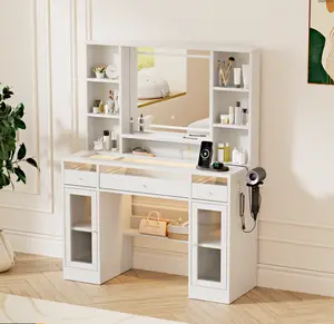 [DealsforYouDays] WeCharmer Vanity Table Set with LED Mirror - Modern Minimalist Adjustable Self-Contained Drawer-Style Bedroom Furniture, Stylish Makeup Vanity with Integrated Storage, Ideal for Room Decor, Women's Gifts, Stylish Makeup Vanities