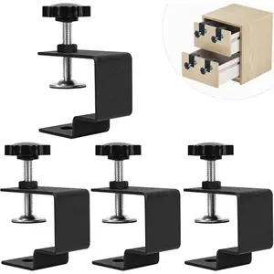 4 count Drawer Front Installation Clamps Adjustable Drawer Fixing Clip, Cabinet Hardware Jig C Clamps for Woodworking,  and Quick-fitting Drawer Front Mounting Tool Pro Kit, Black
