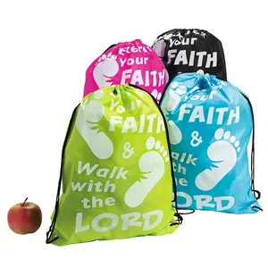 14" x 18" Exercise Your Faith Drawstring Bags - 12 Pc.
