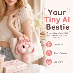 OKIVIVI Cute AI Plush Toy, Interactive Talking Stuffed Animal Bag Charm with Voice Chat & Touch-Reactive Feedback, AI Companion Pet Gift for Teen Girls, Women & Adults, Supports English & Spanish