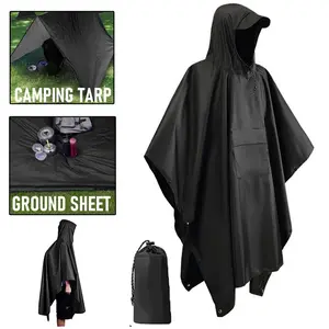 3-in-1 Outdoor Hooded Raincoat, Waterproof Motorcycle Poncho, Rain Cover for Camping, Hiking, Traveling, Tent