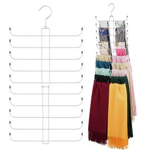 360° Rotating Hanger Closet Organizer for Scarves & Hijabs ,  Space Saving Vertical Scarf Storage for Small Closet, Apartment & Dorm - Home Organization Rack for Easy Access & Clean Display