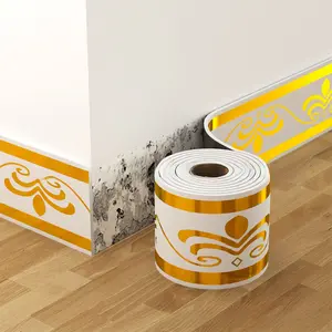 Marble-Effect Self-Adhesive Baseboard Trim, Waterproof & Removable Wall Border, Decorative Skirting Sticker for Modern Home Decor#GLOBAL PICKS