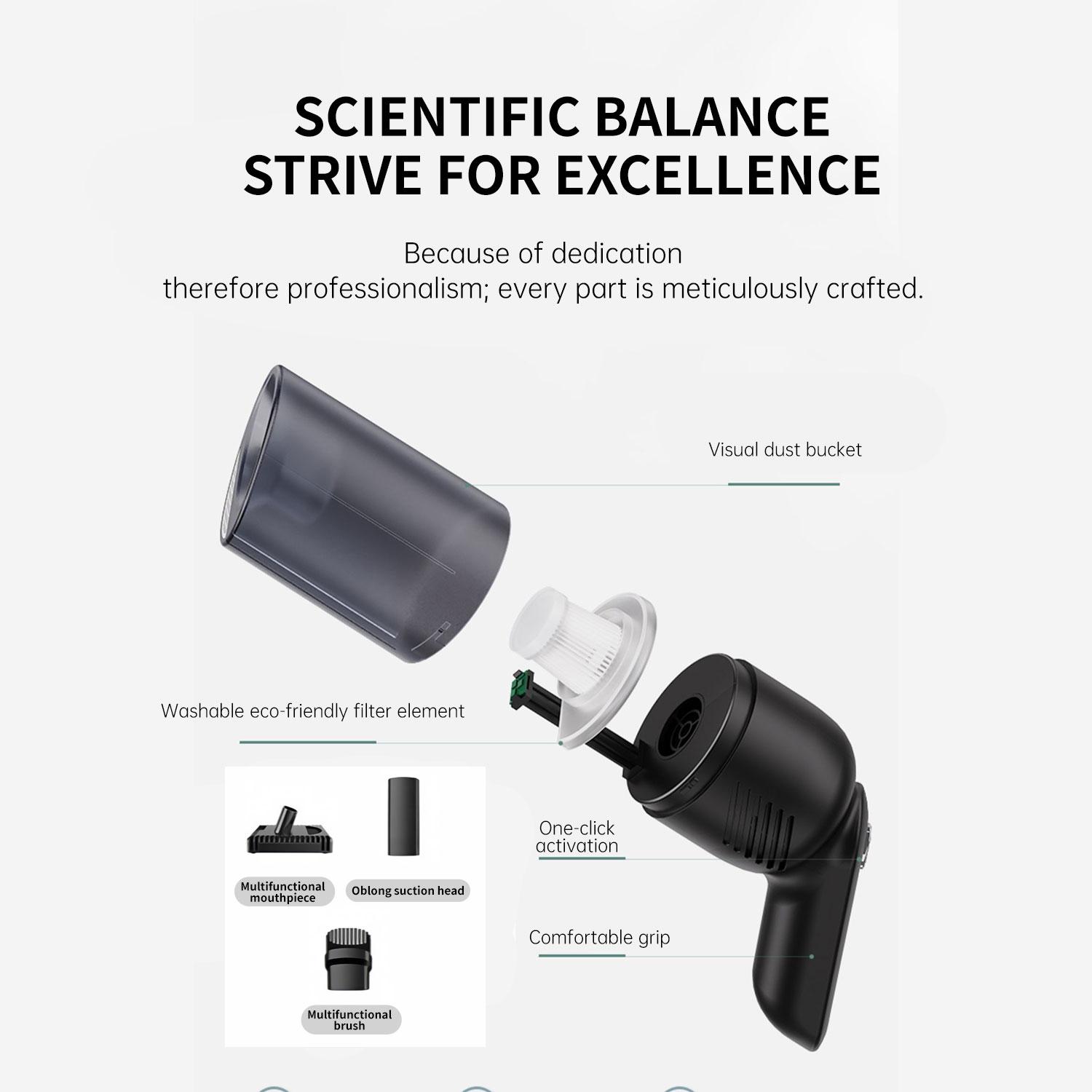 Handheld Car Vacuum Cleaner, 9000Pa Vacuum Cleaner and Air Duster, 120W High Power Hand Held Vacuum with LED Light and Multi-Nozzles for Car, Home, Office, Pet