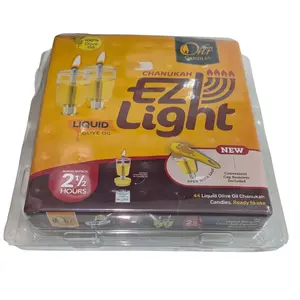 Pre-Filled Menorah Liquid Cup Candles Hanukkah 2'5 Hrs Lights 100% Olive Oil