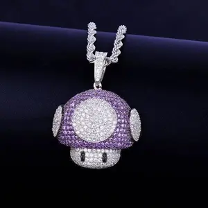 [ICE HUE]18K Gold Vacuum Plated Copper with 5A+ Sri Lanka Zircon  Mushroom Bohemia Pendant With Necklace Miami Italy Mexico & Micro Inspired for Women & Men Luxury Jewelry,Daily Wear,Casual Fashion,Gift Idea,Chicano,Classic,Hip Hop,Simple,Sporty Style