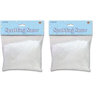 Sparkling Fake Artificial Plastic Snow 4 Ounces for Decoration and Crafts Christmas Décor Winter Party Supplies, White