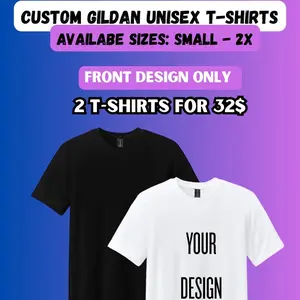 Create Your Own Gildan Top “On Live”, 2-Pack Shirts for $32, Customizable Tee