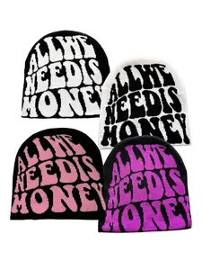 Unisex Street Style Letter Embroidered Pullover Hat, Fitted Warm Outdoor Couple Cap for Fall & Winter, Fashionable One-Piece Design