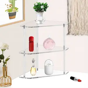 Transparent Acrylic Corner Shelf, Bathroom Counter Storage Rack, Acrylic Table Angle Holder, Suitable for Bathroom Kitchen Office Makeup Spice Organizer