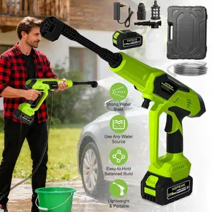 Portable 21V Cordless Power Washer with 13000mAh Battery, 200W High Pressure Water Cleaner, 6-in-1 Adjustable Nozzle & Foam Bottle,for Valentine’s Day Gift