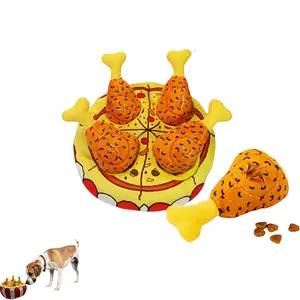 Dog Toy -Pizza Drumstick Snuffle Dog Toy Interactive Foraging Puzzle with Removable Chicken Legs Treat Dispensing Fun Pet Activity for Dogs and Cats Mental Stimulation