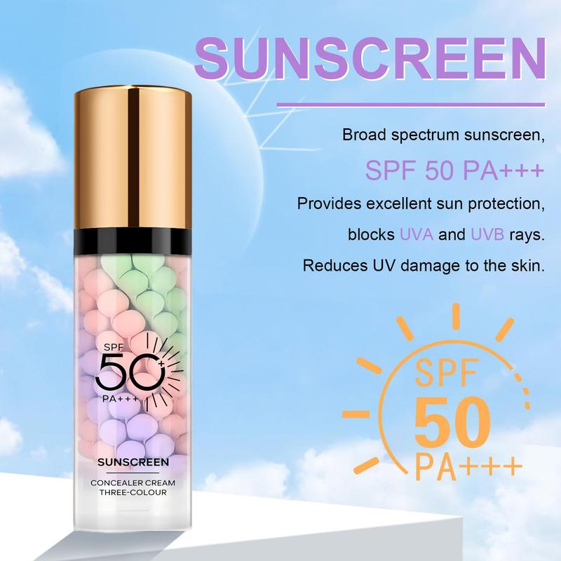 3 in 1 Tinted Primer SPF 50, One Step Color Correcting Moisturizer with Sunscreen, Oil Control Long Lasting Makeup Base for Glowy Natural Skin