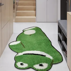 Frog Pattern Bedroom Rug, Soft Comfortable Thick Plush Mat, Long Irregular Floor Pad for Living Room, Bedroom, Porch, Bathroom, Hallway, Fluffy Area Rug