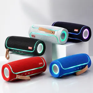 Compact Bluetooth Speaker with Loud Stereo Bass, Waterproof Wireless Design, USB/TF/FM Radio, Digital Lights, Button Controls, Included Cable for Outdoor Use