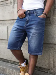 Men's Plain Denim Shorts, Comfortable Streetwear Fashion Design, Elastic Fitted Pocket, Perfect for Casual Wear, Durable Material, Ideal for All Seasons