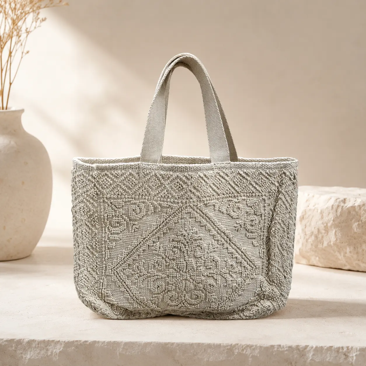 Raj Anthropologie Cotton Woven Carpet Large Tote