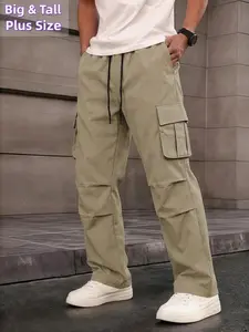 Mens Plus Size Cargo Casual Athletic Pants - Regular with Multiple Utility Pockets, Machine Washable, All-Season Comfort for Casual Attire, Big & Tall Trousers