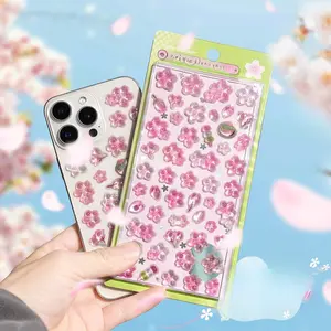 3D Sakura Crystal Stickers, DIY Decorative Handmade Stickers for Kids Girls, Christmas Easter Creative Gifts, Fun Puzzle Stickers