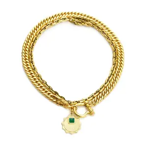 EMERALD HERRADURA LAYERED NECKLACE SET