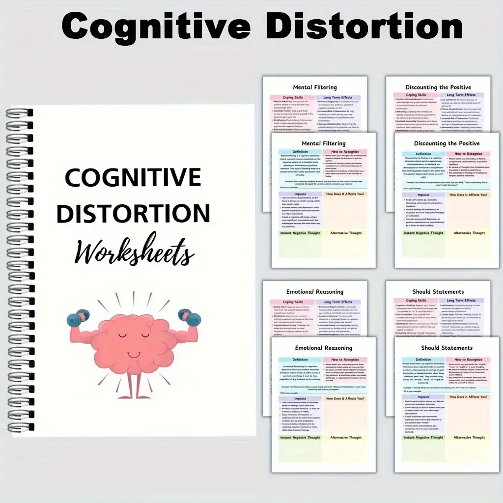 Cognitive Distortion Workbook, Worksheets, Psychological Filtering, Challenge Automatic Thoughts, Cbt Relaxation, Emotional Reasoning, Cognitive Behavioral Therapy Practice Sheet, Cognitive Distortion Notebook
