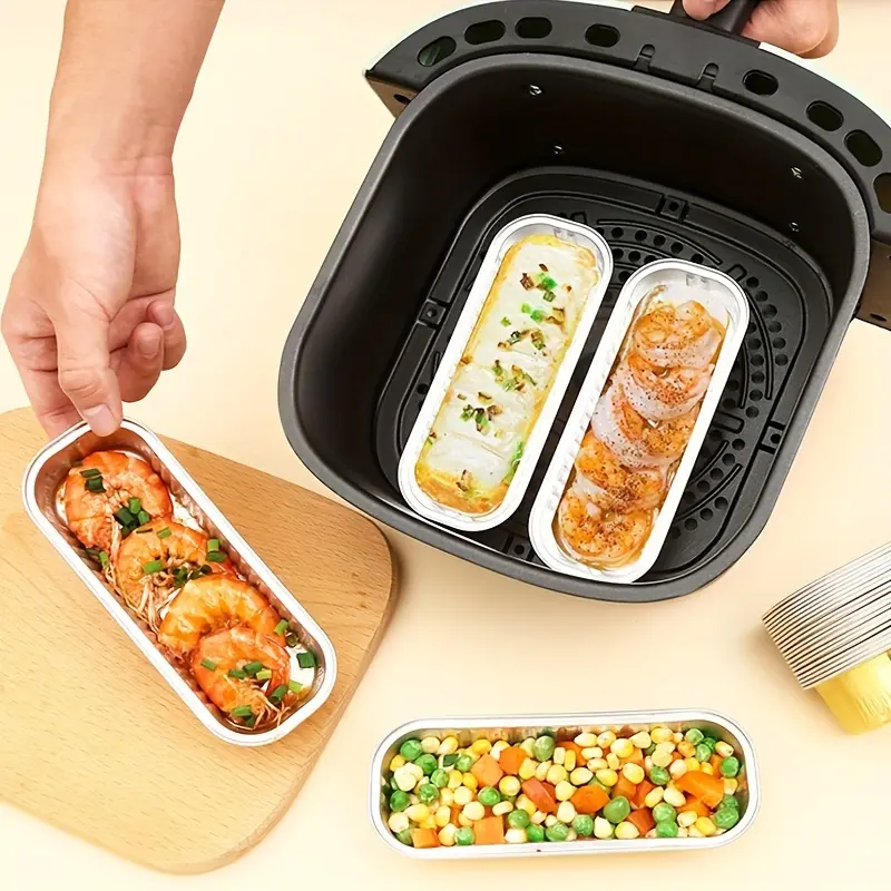 10pcs/20pcs Air Fryer Special Tin Paper Home Oven Tin Paper Box Food Barbecue Baking Baking Bakeware Aluminum Foil Plate Rectangular Tin Paper Plate Baking Supplies