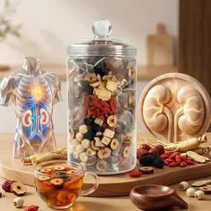 Plus 2026 Kidney Tea Formula Ginseng Five Treasure Tea - Herbal Health Beverage with Natural Ingredients Mulberry Leaf Drink, Raspberry Leaf Tea Blend Fruit Support