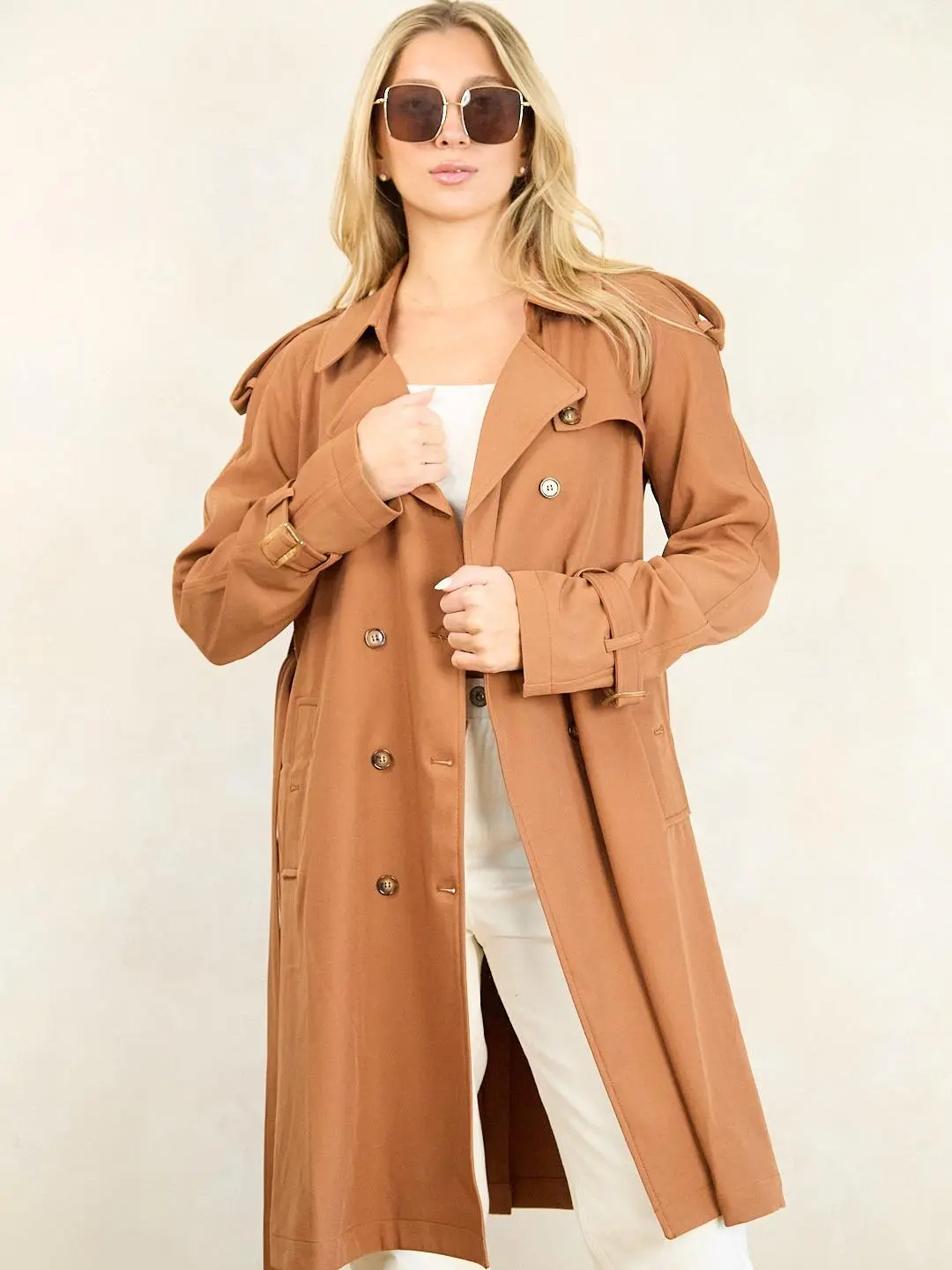 ZIDA Women's Sophisticated Classic Trench Coat with Adjustable Waist Belt - Elegant, City Girl, Fashionable