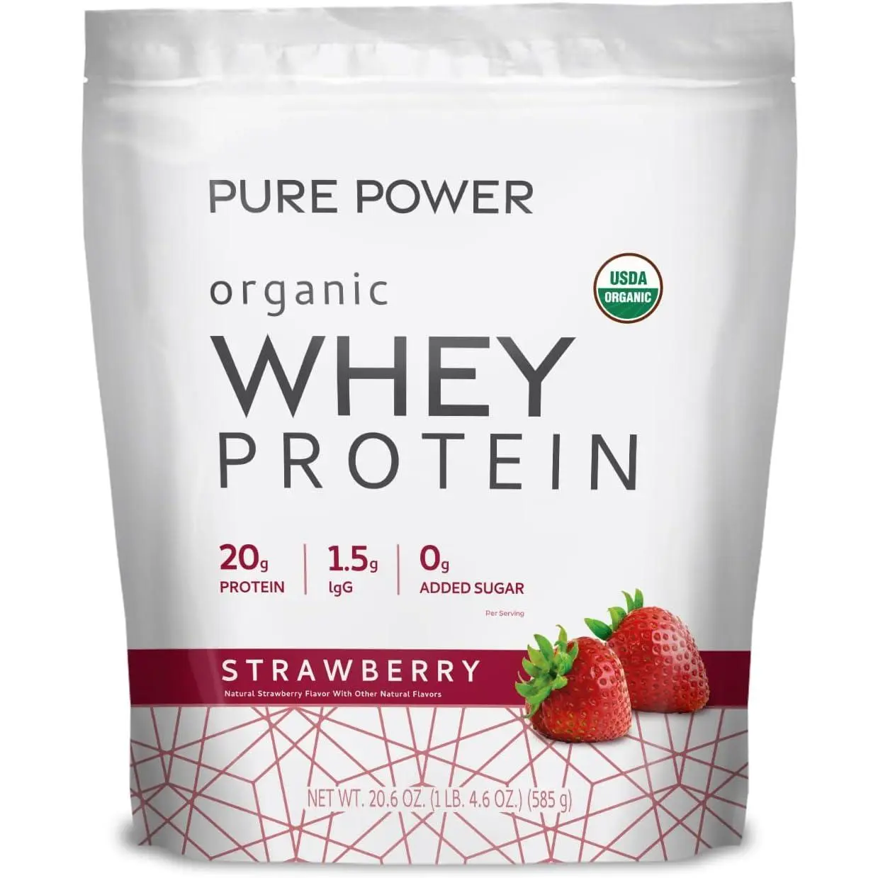 Pure Power Organic Whey Protein- Strawberry 20.60 oz by Dr. Mercola