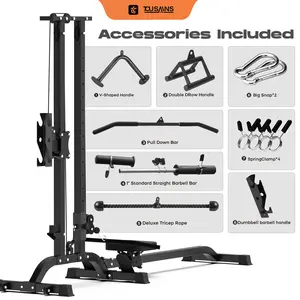 [New deals]CR63 TOUSAINS Foldable Lat Pulldown & Row Machine, 330LBS Strength, Back Exercise, LAT Tower and LAT Row Cable Machine for Home Gym Dumbbell Clamps