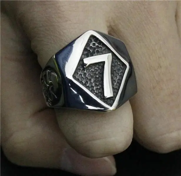 316L Stainless Steel Lucky 7 Ring - Biker Theme, Popular Look, Top-Quality Fashion New Design Costume Jewelry Ring