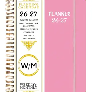 A5 Weekly Monthly Planner Notebook, Cover, Roll-Up Design, School and Office Yearly Schedule, 2026-2027 Edition