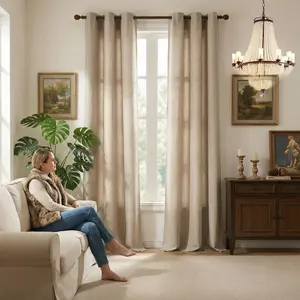 Cozy Curtain 2 Panels 34x84inch of fully opaque solid color circle-patterned curtains, 100% light-blocking, thick, wrinkle-free, and with a high-end feel.Blackout Privacy Grommet Curtains Set L69