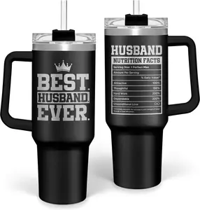 Best Husband Ever Gifts, Husbands Tumbler with Handle 40oz Stainless Steel Insulated with Straw Lid, Gifts for Hubby from Wife, Presents for Husband Valentines Birthday ChristmasWedding Anniversary 40 OZ Stainless Steel Tumbler