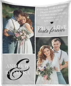 Custom Blanket with Photo Text I Love You Grandma Blanket Personalized Blankets for Grandma Grandpa Customized for Family Birthday Gifts for Nana from Grandkids W