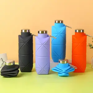 Portable Silicone Water Bottle, Lightweight Cup for Outdoor Camping Hiking, Foldable Leak Proof Sports Drinkware with Handle, Washable Reusable Mug, Collapsible Silicone Outdoor Cup – Portable, Leak-proof & Eco-friendly