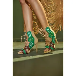 AZALEA WANG SHAINIA GREEN MULTI STILETTO SANDAL