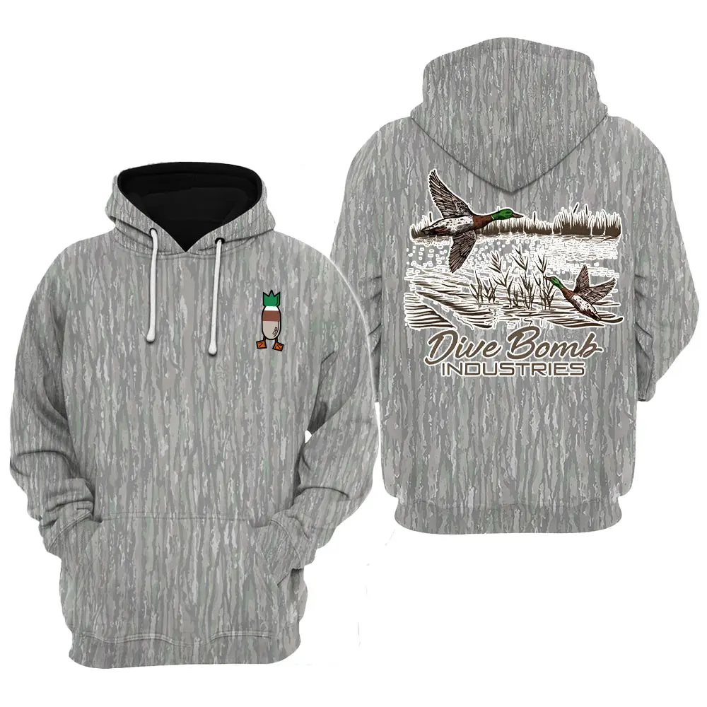 Dive Bomb Clothing Bomber Hoodie – Minimalist Bomb Logo Pullover, Mosy Oakk Original Bottomland Tee Camo T-Shirt Fabric Menswear, Gift For Him, Gift For Dad