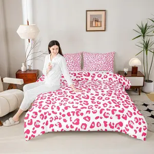 Pink Leopard Print Comforter Set,Wild Animals Cheetah Skin Bedding Set for Kids Teens Girls Adults Bedroom Decor,Rustic Farmhouse Down Comforter,Romantic Duvet Insert
