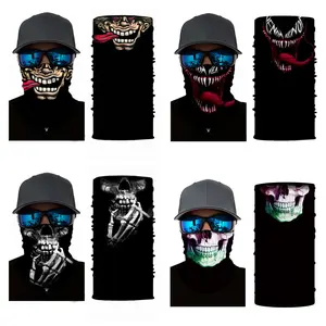 4-piece Halloween skull mask and neck cover - Windproof for men, elastic balacrafa cap with a unique skull pattern, suitable for motorcycles, cyclists, skiers and party outfits, essential for cycling skimask venswell neck gaiter face cycling  mask