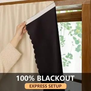 1pc Self-Adhesive Portable Blackout Curtain, No Drilling Sunshade Fabric for Windows, Door Curtains, Bedroom, Basement, Kitchen Room, Versatile Use