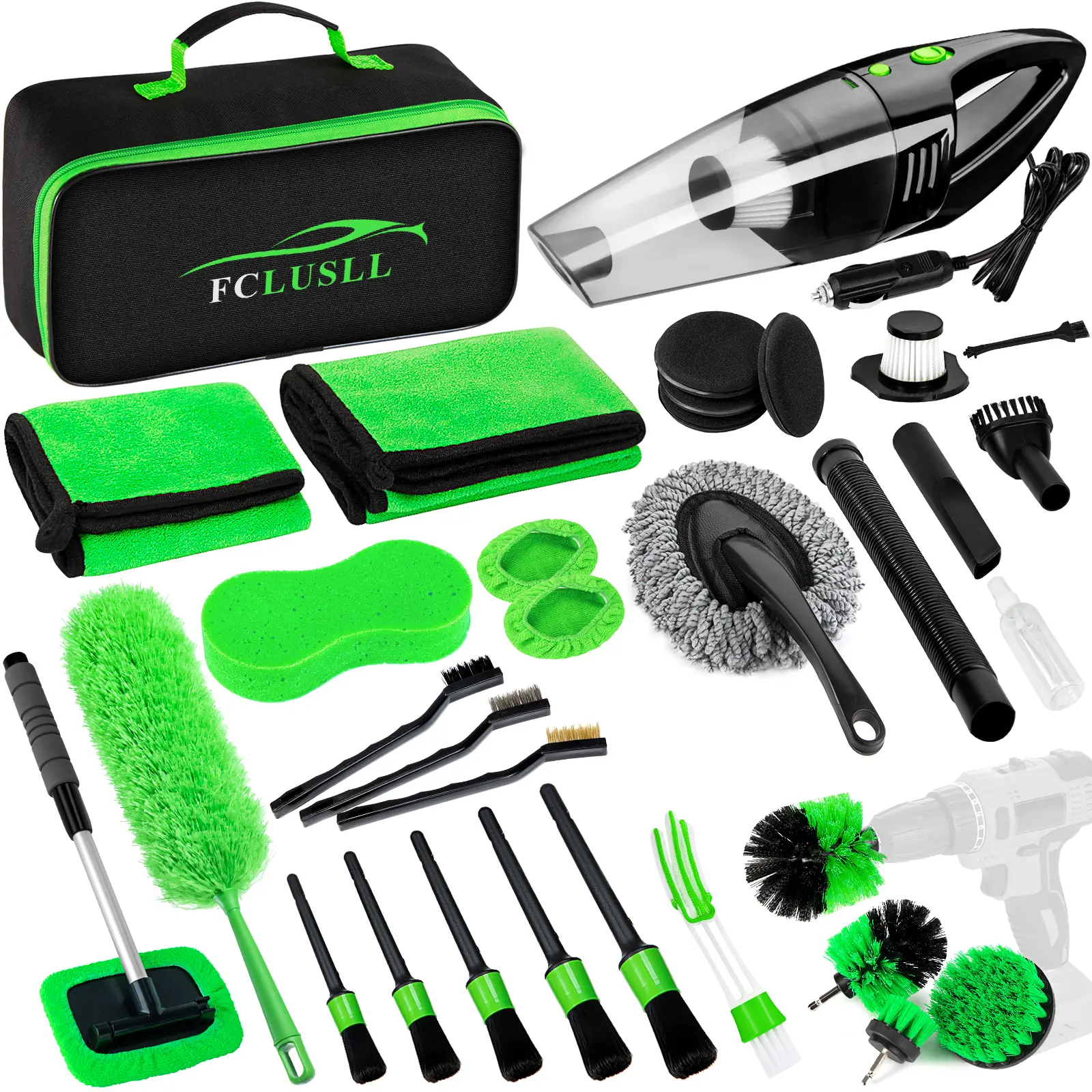 35Pcs Car Cleaning Kit - Lightweight Portable Handheld Vacuum Cleaner, Car Vacuum, Windshield Tools, Interior Brush Set, Auto Accessories Interior - Automotive Gift for Families